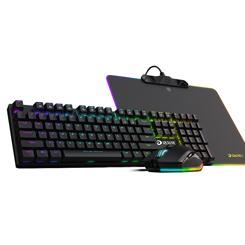 达尔优牧马人键鼠套装游戏键盘鼠标套装真机械键盘RGB黑轴有线吃鸡CF/LOL/吃鸡通用笔记本台式网吧网咖