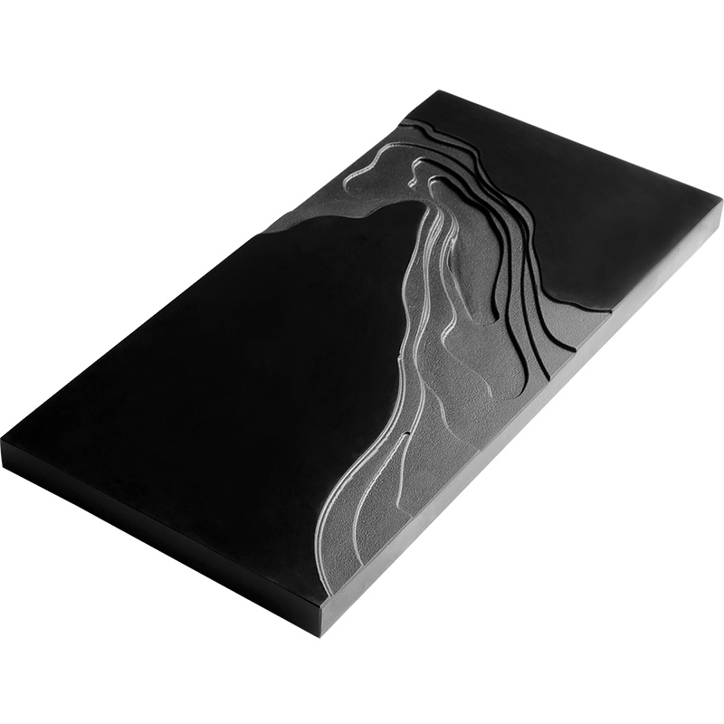 日式乌金石茶盘家用石头茶台茶托盘简约功夫茶具单品禅意现代 千川乌金石60x30x3