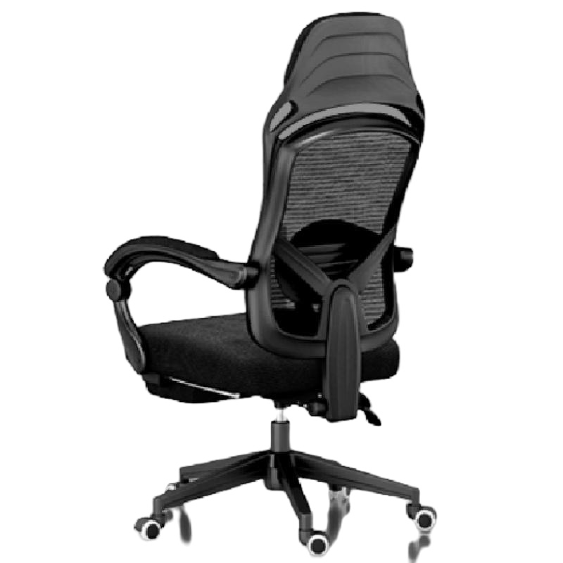 六居 办公椅 90-150°后仰逍遥职员椅 尼龙脚黑框黑网可躺无搁脚(一张装)可定制