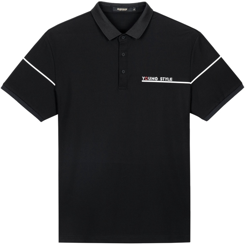 千纸鹤男装2020商务休闲丝光棉上衣男士翻领短袖冰丝POLO衫25278