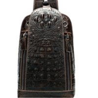 MVA 新款男士胸包单肩包鳄鱼纹压花真皮男包商务斜挎包男1311