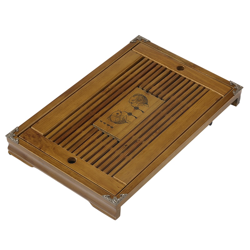 常生源 茶盘茶托实木抽屉式茶台茶海茶具 柯木棕茶盘