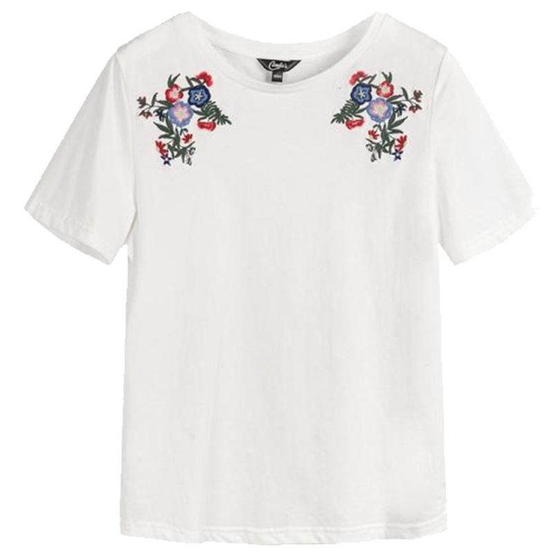 【热卖】【日特惠 119元2件】白色T恤女短袖韩范秋装新款绣花小清新上衣百搭chic洋气小衫30081568
