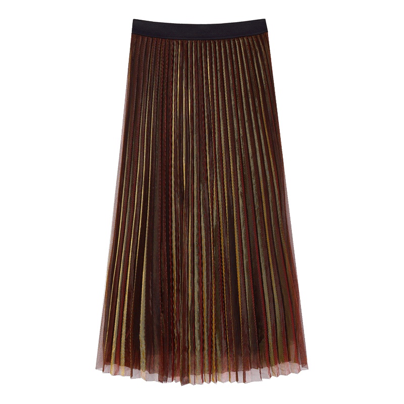 2019爱居兔秋季女装百褶设计细腻纱女单裙