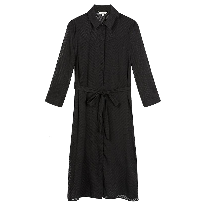 拉夏贝尔星星刺绣网纱裙女装夏季新款衬衫连衣裙子两件套法国小众_684 S 黑色