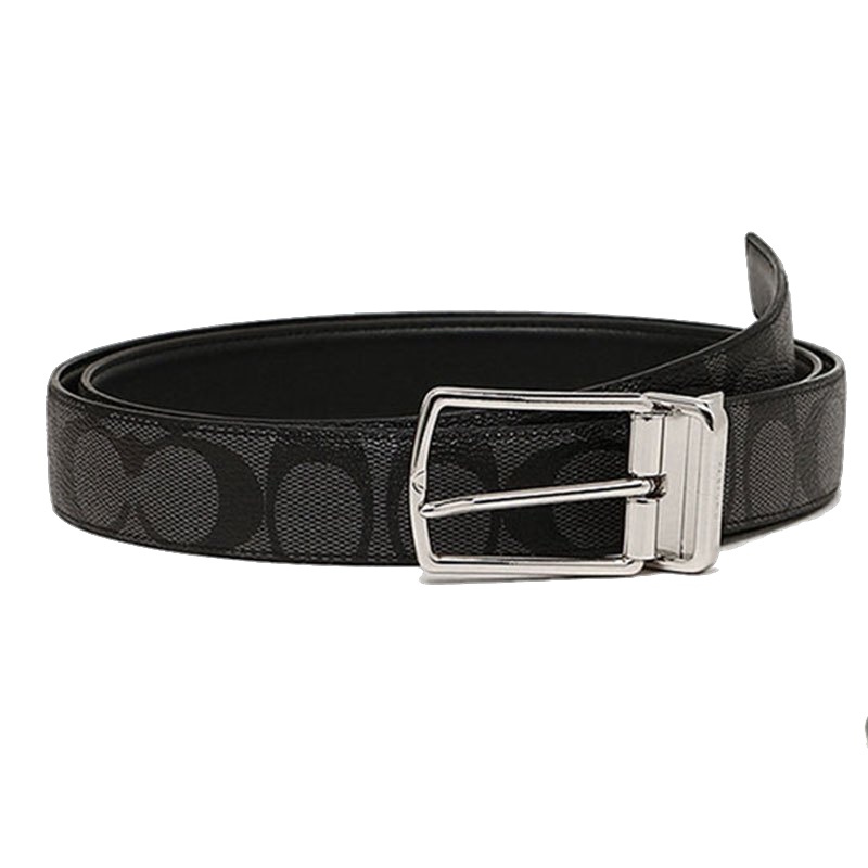 [直营]蔻驰(COACH) 男士经典C纹印花商务型涂层帆布材质针扣皮带腰带