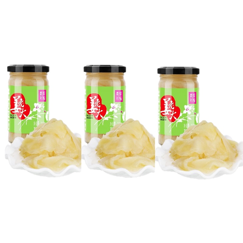 姜老大 寿司甜醋姜片240g*3瓶 生姜片糖姜片甜醋姜片醋泡姜寿司食材咸菜小菜 传统工艺加工 营养翻倍