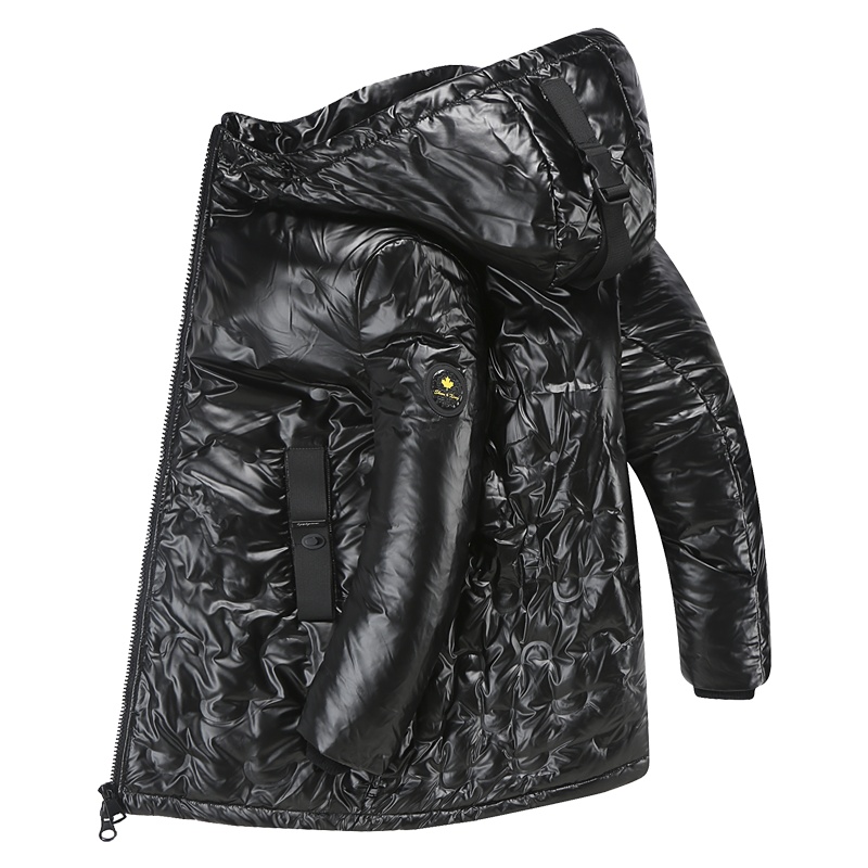 迪伽默 意大利VDG 90白鸭绒连帽亮面中长款羽绒服