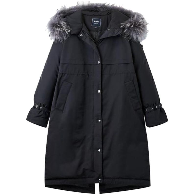 Puella中长款羽绒服女2019新款过膝收腰时尚面包羽绒服长款2T000611