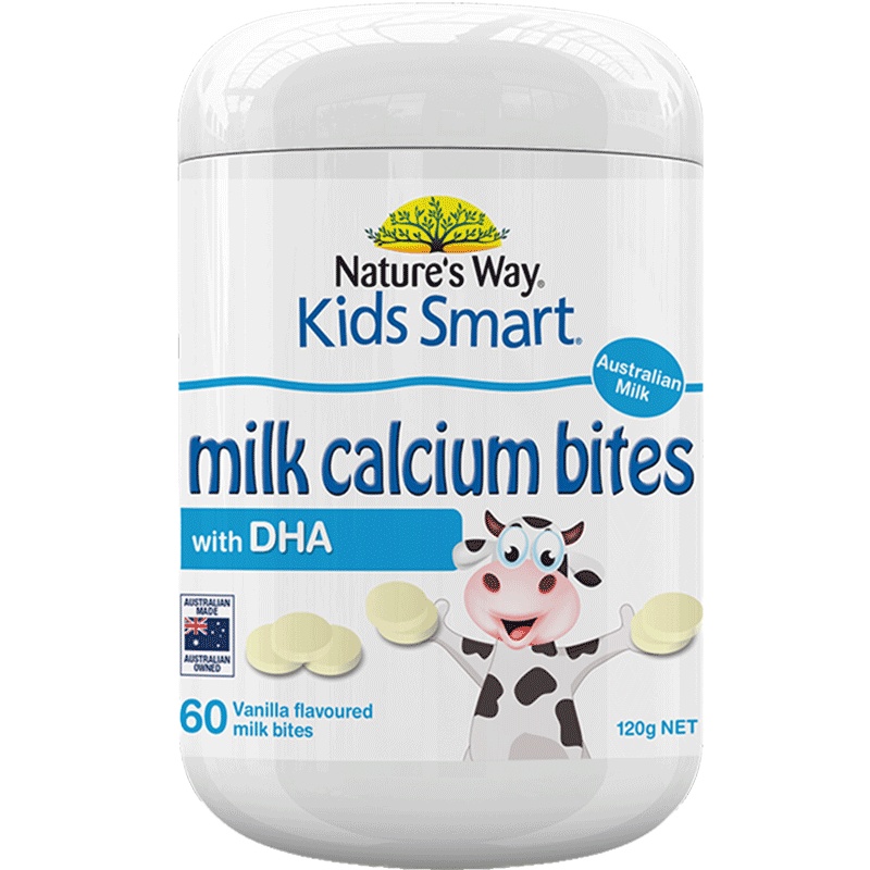 澳洲佳思敏KIDS SMART牛乳鱼油儿童高钙片(香草味)60粒/瓶