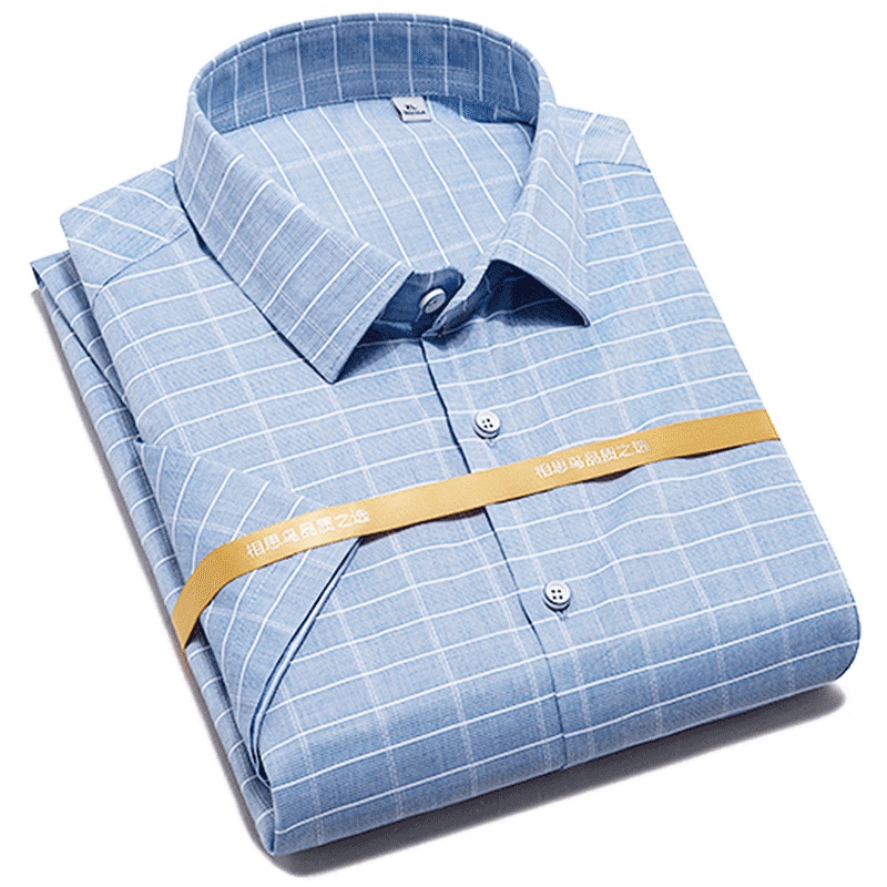 红豆相思鸟男装格纹清新男士短袖衬衫C1508