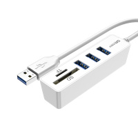 DM USB分线器 C8系列 SD/TF读卡器 2.0高速一拖三多接口 20CM 笔记本台式电脑3口集线器HUB转换器