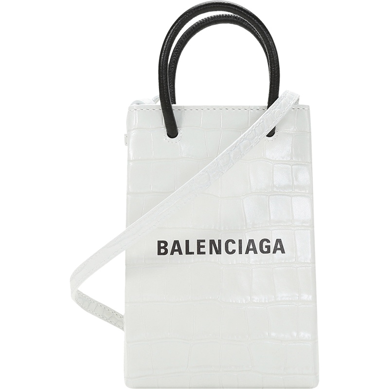 BALENCIAGA 巴黎世家 女士鳄鱼纹牛皮革手提单肩斜挎包手机包 593826 1U61N