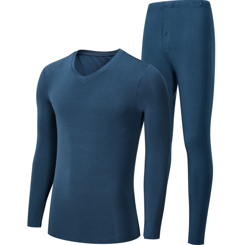 HLA海澜之家保暖粘纤内衣套装秋冬贴身基础棉毛衫男_HUTAJ3R012A