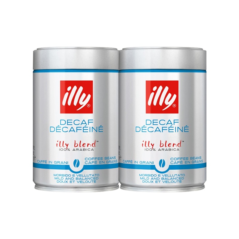 illy意利进口意式浓缩低因咖啡豆中度烘焙阿拉比卡咖啡250g*2罐装