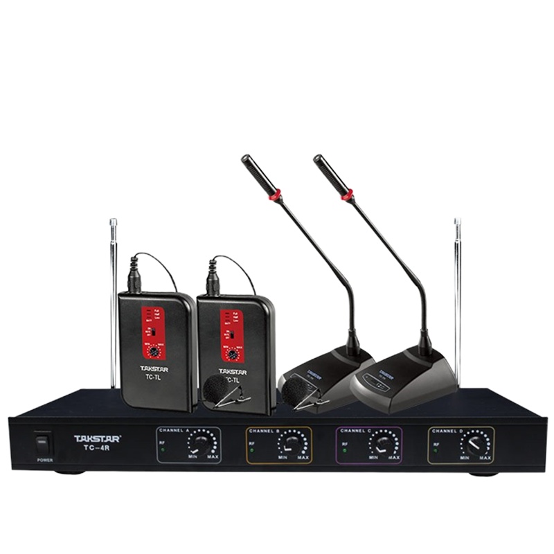 Takstar/得胜TC-4R 一拖四无线会议话筒 会议系统舞台卡拉OK主持演出麦克风(1台主机+2领夹+2会议话筒)