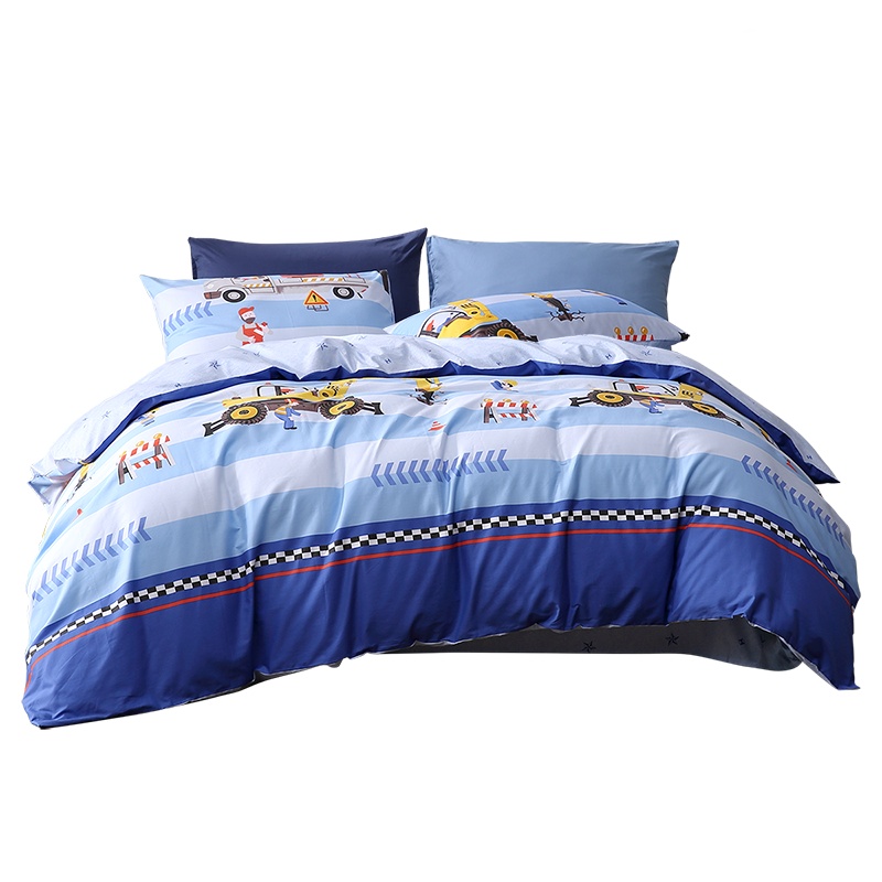 富安娜出品酷奇智儿童印花纯棉床上四件套卡通动漫全棉床单套件学生床单被单枕套