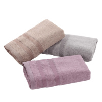 约克罗兰洗脸用的竹纤维面巾礼盒墨竹纯色毛圈舒适毛巾两条装
