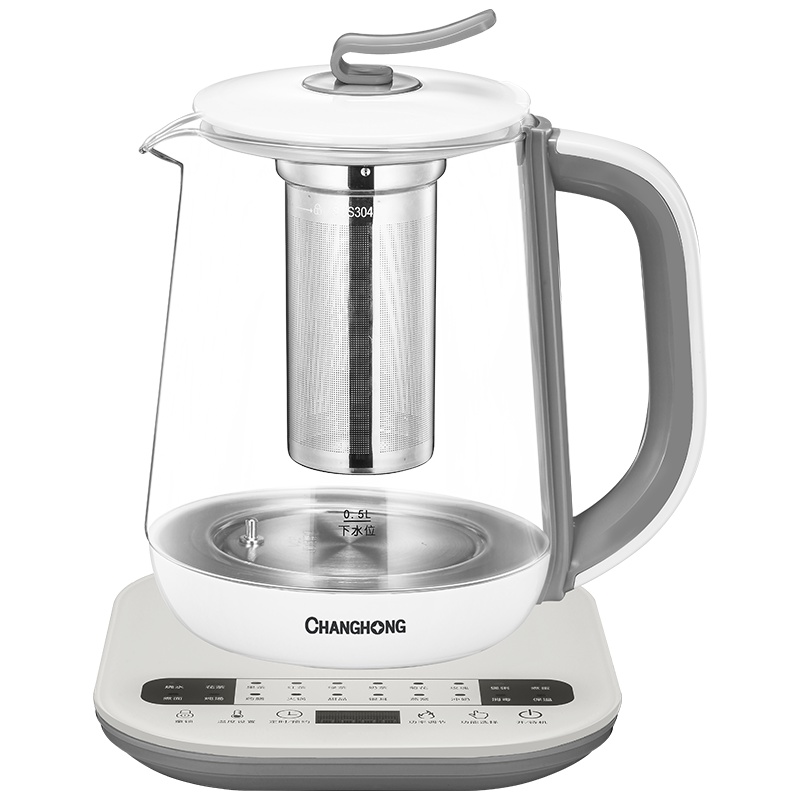 长虹(CHANGHONG) 养生壶CHG18-S16多功能家用办公室煮茶智能保温加厚玻璃 烧煮水壶1.8L[滤网款]