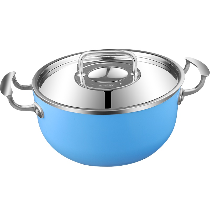 KMW绿鼎第四代健康(线柄)汤锅Gpotl240004 德锅具品质 炫彩易清洁304不锈钢 24cm汤锅火锅两用多功能锅