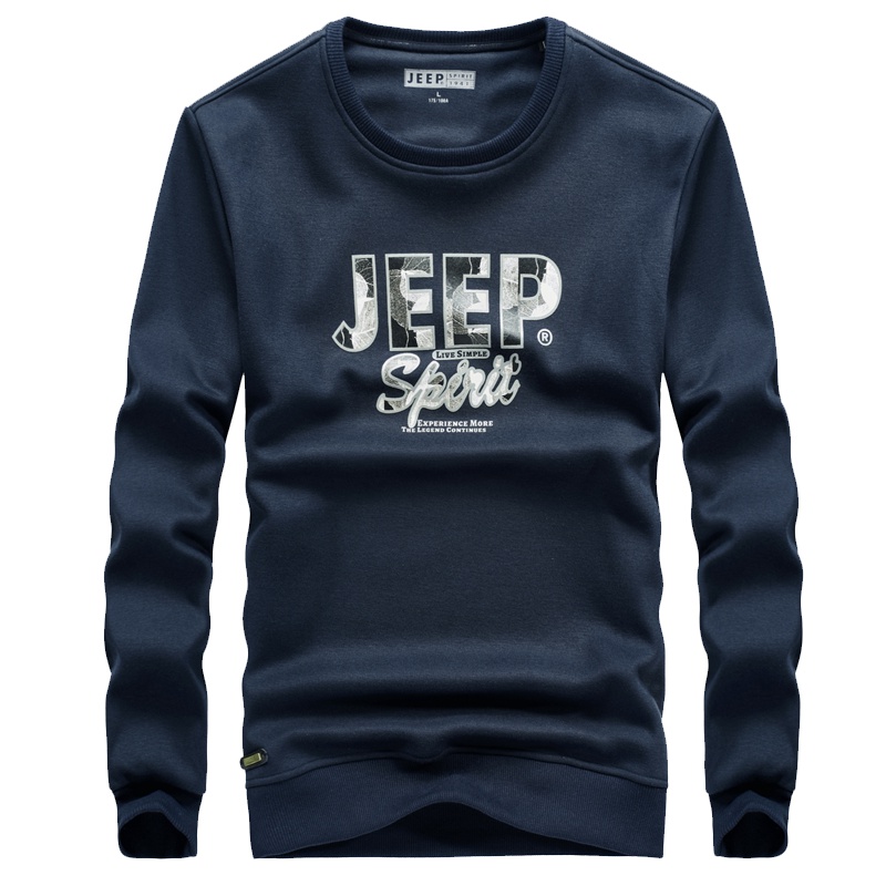 JEEP/吉普大码卫衣男士2019新款春秋加绒圆领套头上衣打底衫长袖