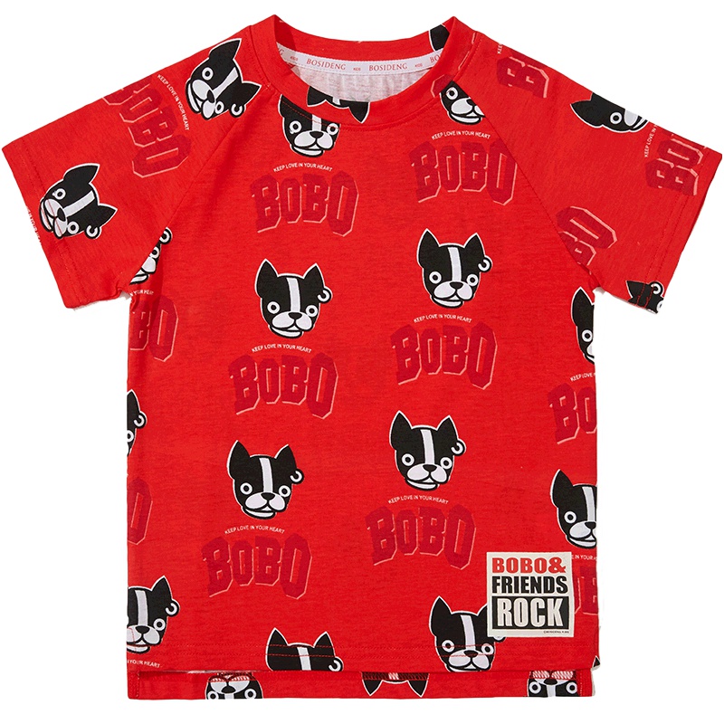 波司登童装套装男童卡通印花款短袖T恤运动短裤套装