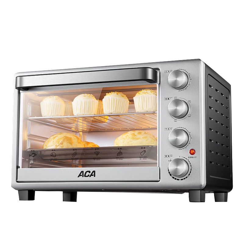 北美电器(ACA)电烤箱ATO-M32A 32L 上下管独立调温 低温发酵 烧烤 防爆照明灯 家用机械式 电烤炉