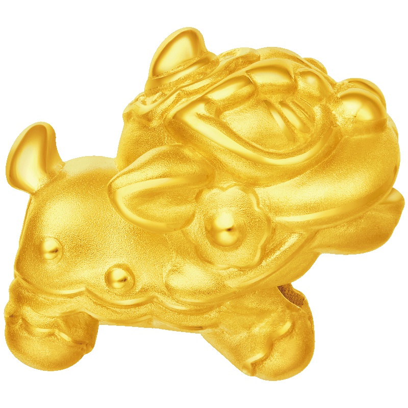 周大福喜狮系列吉祥醒狮转运珠足金黄金吊坠R21441