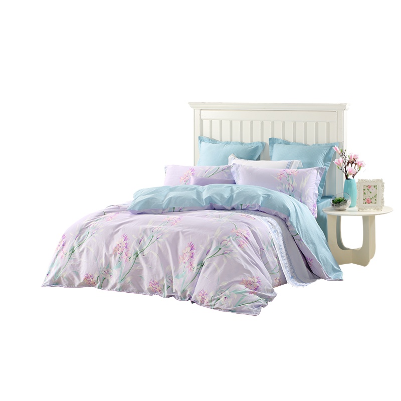 水星家纺床上用品单件被套1.5米床双人1.8m床杜乐丽花园全棉被套2019新品