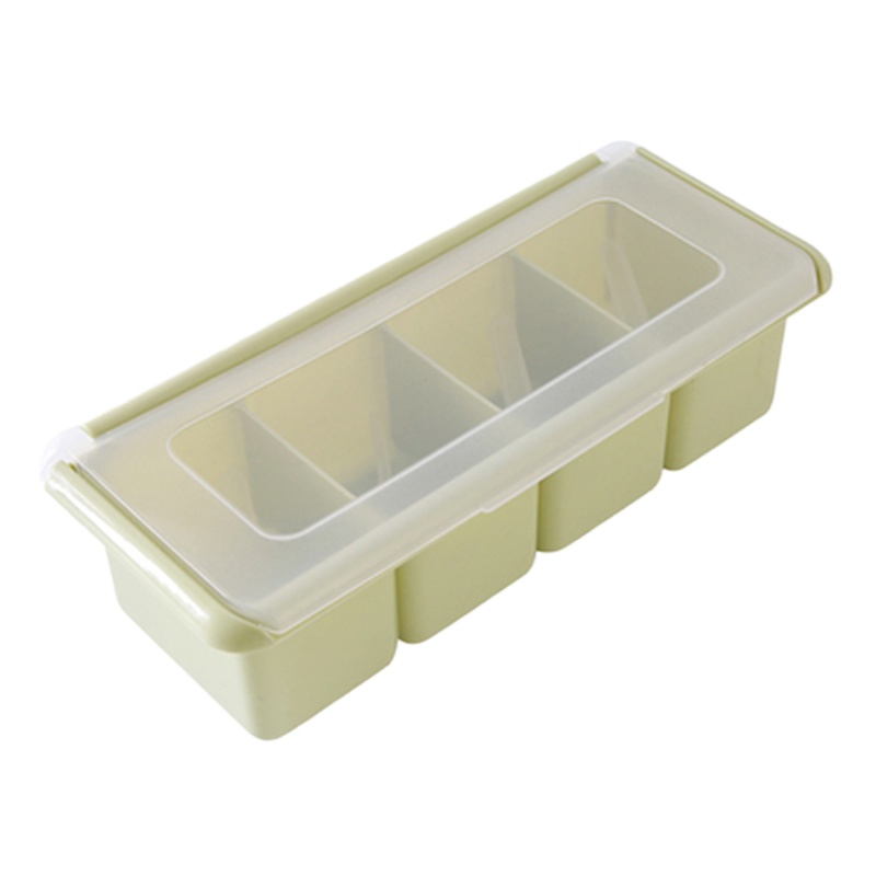 家用创意厨房调料盒调味罐翻盖调味瓶塑料套装味精盐盒四格式带勺生活电器厨房工具厨房小工具/调料器皿 精选特买