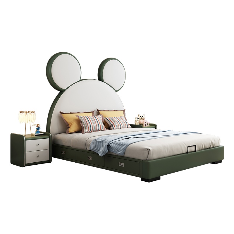 徘徊生活 儿童床1.8米现代简约皮床1.5m男孩卡通小熊床1.2m单人床