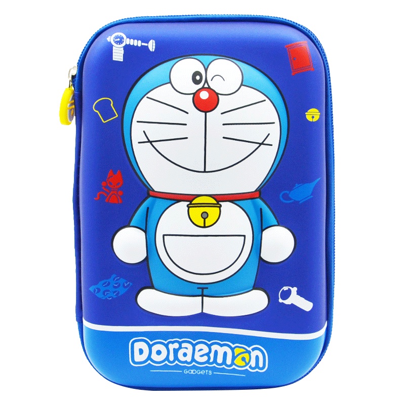 迪士尼多功能笔盒多啦A梦男童文具盒小学生铅笔盒防撞耐压防水防摔大容量笔袋小叮当3D立体机器猫笔盒 巨无霸款2105蓝色