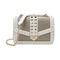 迈克·科尔斯 MICHAEL KORS MK女包 SOHO系列织物配皮铆钉装饰手提单肩斜挎包链条包30T1G1SL5K