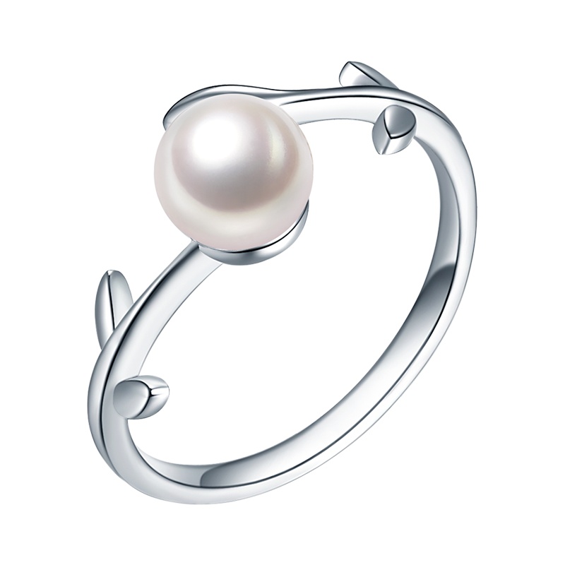 DTOTO 女款925银正品 活口可调节 强光白色淡水珍珠戒指