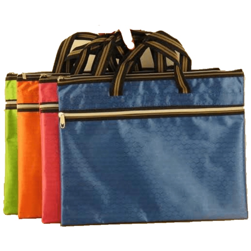 百利文拉链袋加厚二层帆布带手提文件袋 办公出差资料袋 加大可放文件袋