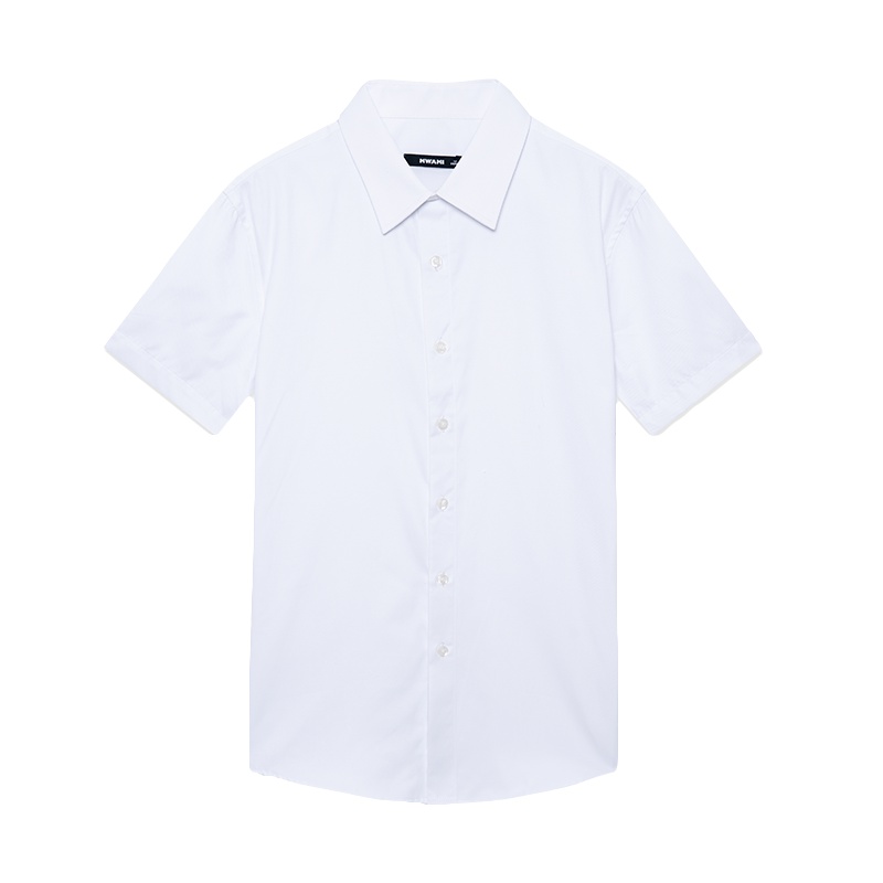 莫畏男装 短袖衬衫夏季新品斜纹方领修身男士短袖衬衣男