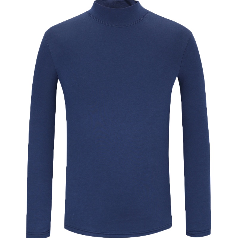 红豆男装 2018秋季新品半高领纯色贴身磨毛长袖T恤