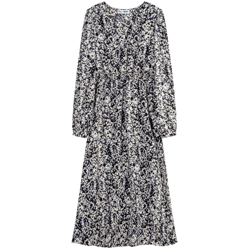 OtherMix法式碎花连衣裙2021春季新款女V领收腰复古冷淡风长裙子