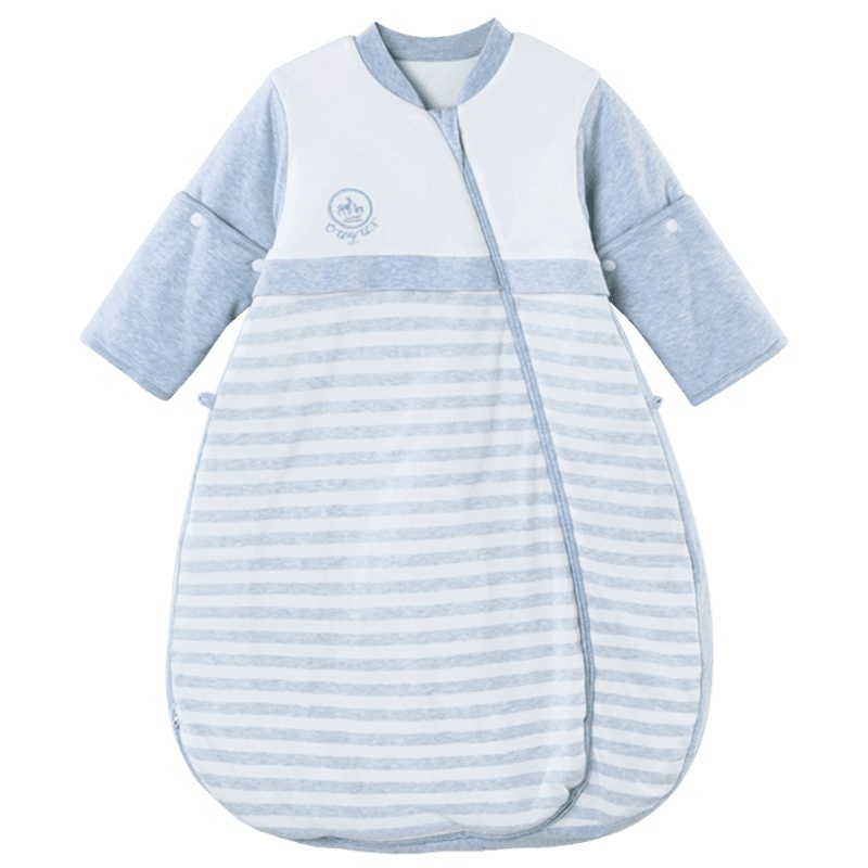 欧孕新生儿睡袋婴儿秋冬四季通用宝宝防踢被加厚0-1-3岁纯棉条纹