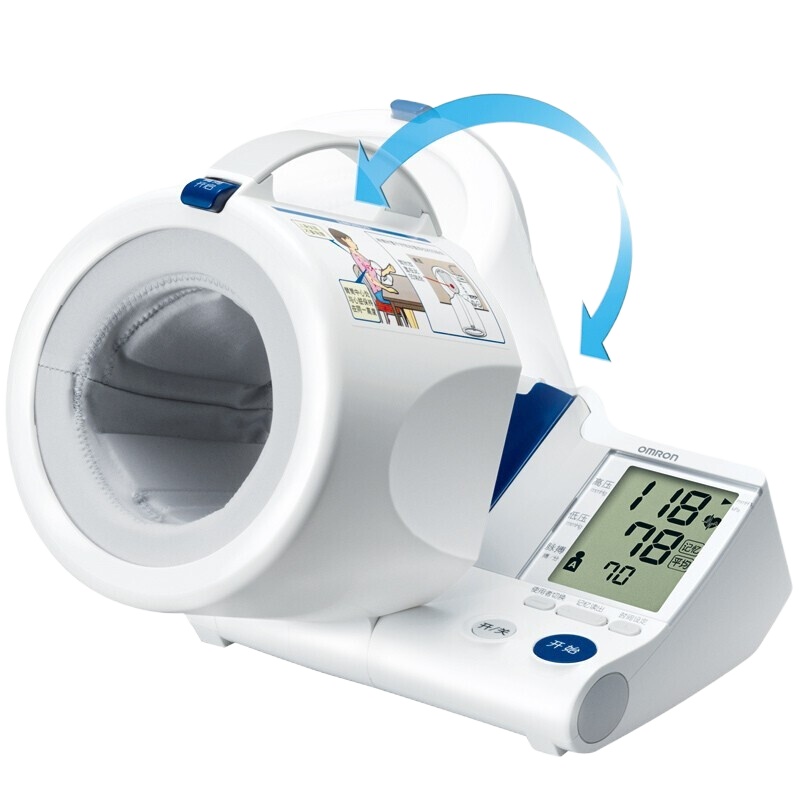 欧姆龙电子血压仪家用仪器量上臂式精准智能加压测量医用级血压表 HEM-1000型自动臂筒式一体式含电源线电池(台)