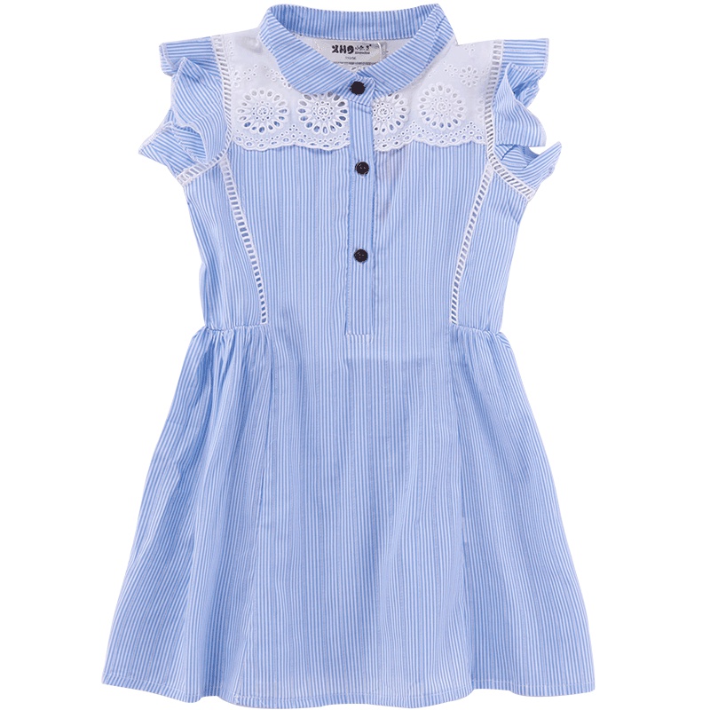 小红豆童装商场同款女童裙子2019夏装新款女孩衬衫裙宝宝纯棉连衣裙
