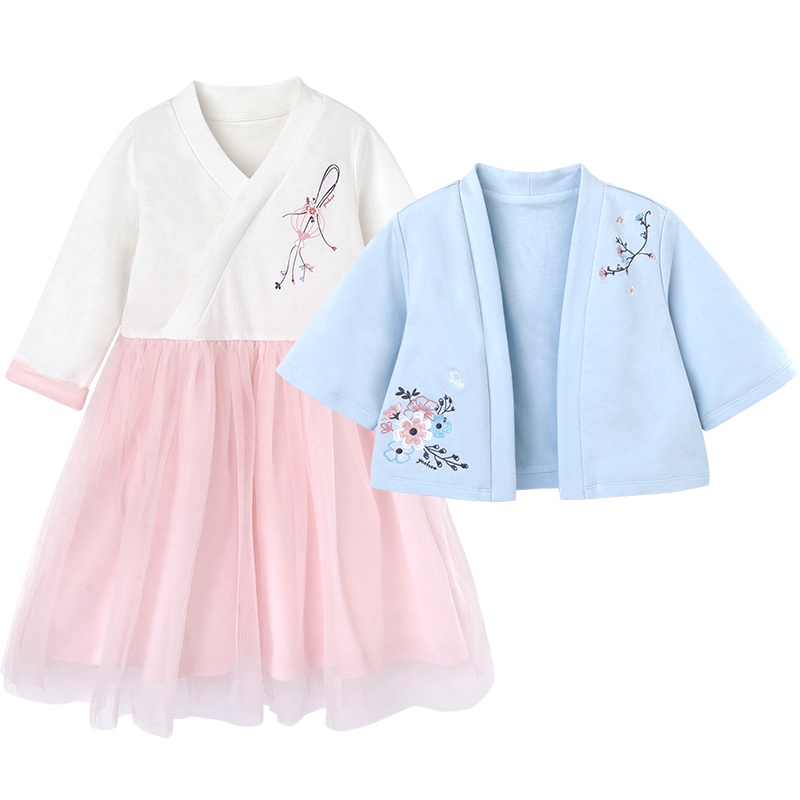 英氏童装儿童套装女童针织国风唐装YRACJ30485A01