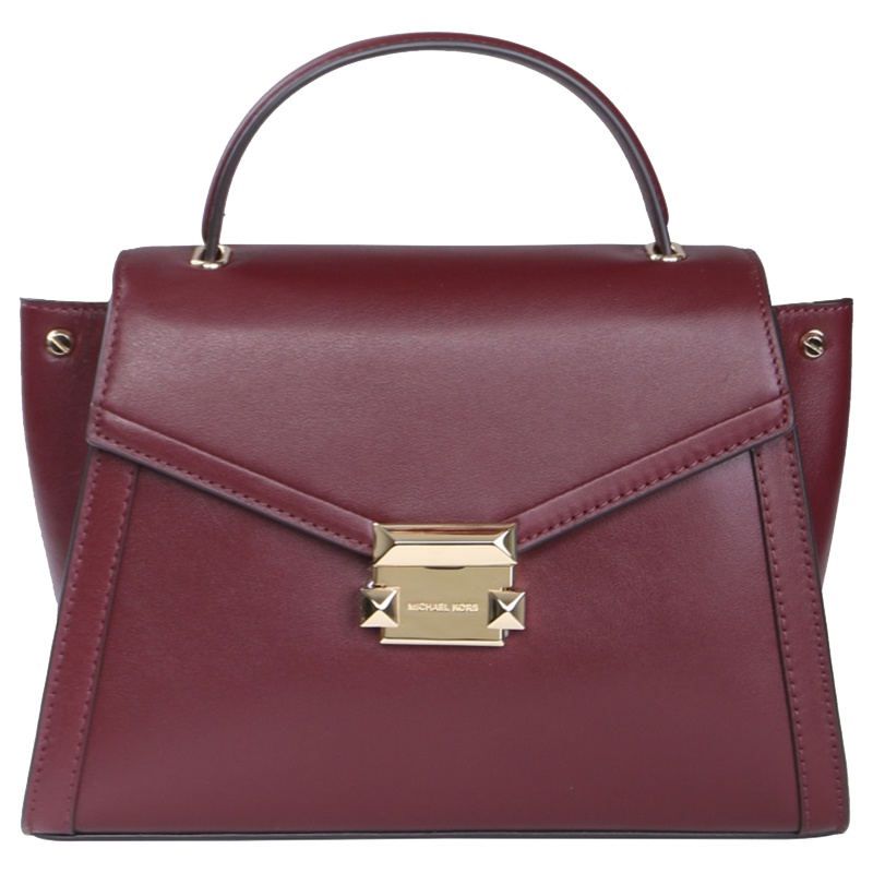 MICHAEL KORS女士酒红色皮质手提包斜跨包30T8GXIS2L OXBLOOD