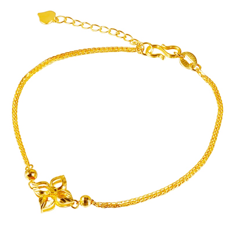 黄金码头5G足金999幸运四叶草手链女表白生日送女友爱人黄金链子