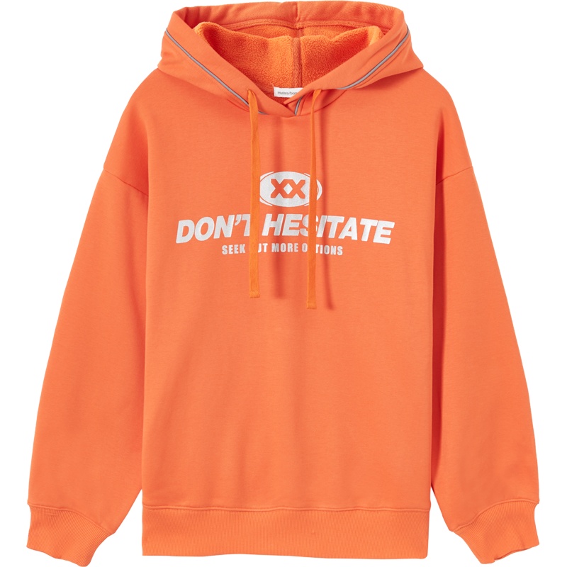 [1件5折价:90]美特斯邦威连帽卫衣女宽松新款冬季字母印花拼条潮流套头衫女