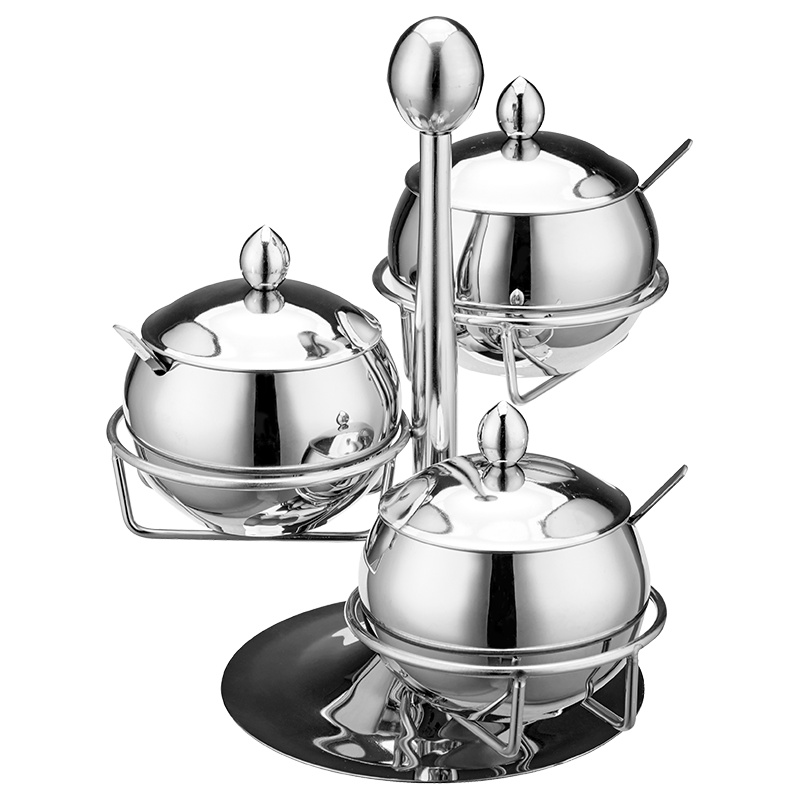 苏宁极物 304不锈钢鼓形调味罐/调味盒调料缸味盅调料罐圆形加厚厨房调料罐油罐