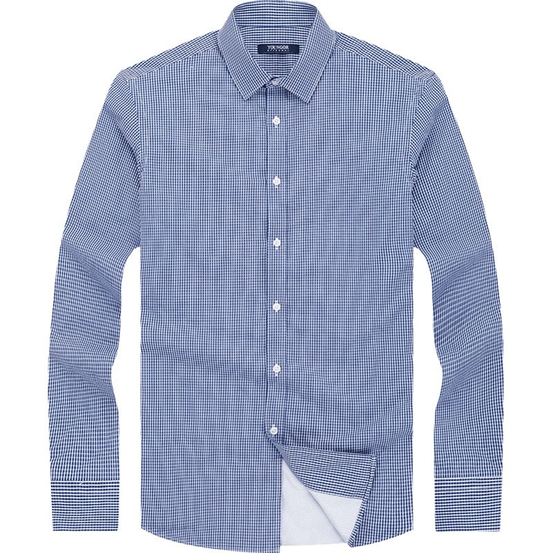 雅戈尔男士长袖衬衫秋冬新款商务休闲纯棉保暖含内胆格子衬衣1704