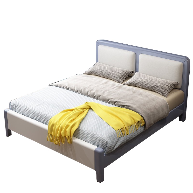 有模有样 北欧实木床1.5m1.8米现代简约小户型卧室带软靠主卧双人床(颜色找客服备注)