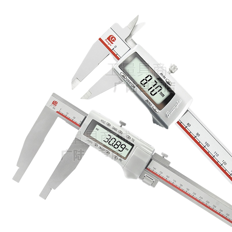 广陆电子数字数显游标卡尺 150/200/300/500/600/800四用不锈钢耐腐蚀 3V锂电 0-200_0.01