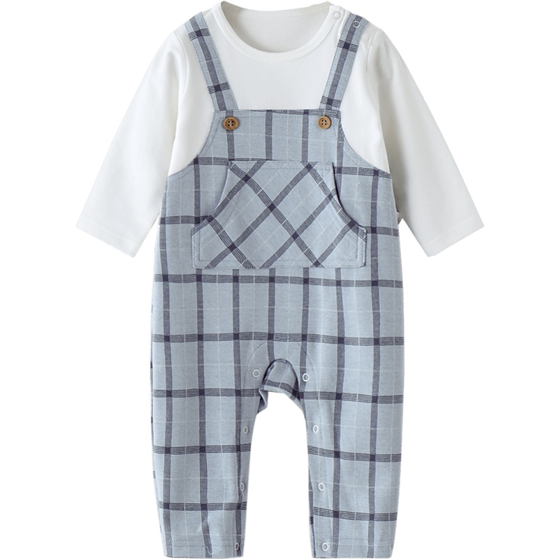 童泰(TONGTAI)春夏款婴儿衣服3-24月男女宝宝假两件哈衣婴幼儿背带式哈衣儿童服装儿童内衣小童宝宝内衣